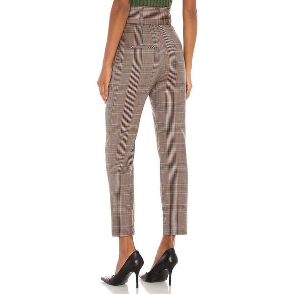 Veronica Beard Clerence Pant Tweed Waist Tie Paperbag Plaid Brown Trouser Size 8 - Picture 3 of 15